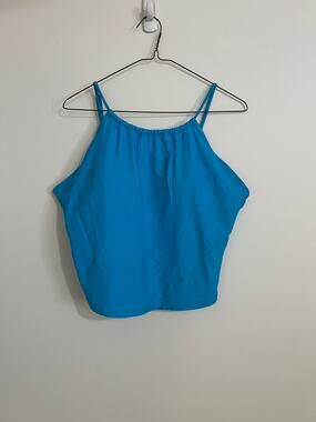 Janela Bay High Neck Tankini Swim Top Womens XL Turquoise Blue Adjustable‎ Strap